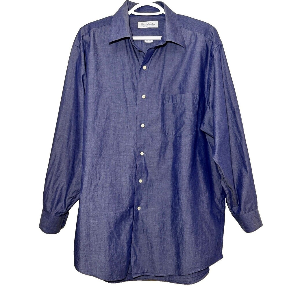 Vintage 1999 Brooks Brothers Men’s Blue Cotton Dress Shirt 16.5 32/33